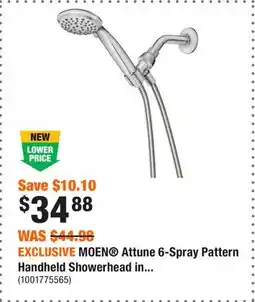 Home Depot EXCLUSIVE MOEN Attune 6-Spray Pattern Handheld Showerhead in offer