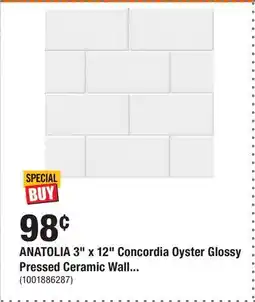 Home Depot ANATOLIA 3 x 12 Concordia Oyster Glossy Pressed Ceramic Wall offer