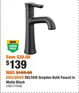 Home Depot EXCLUSIVE DELTA Greydon Bath Faucet in Matte Black offer