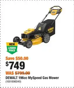 Home Depot DEWALT 196cc MySpeed Gas Mower offer