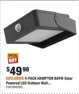 Home Depot EXCLUSIVE 4-PACK HAMPTON BAY Solar Powered LED Outdoor Wall offer