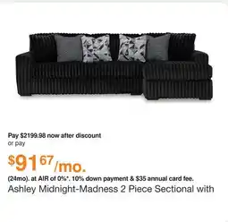 Ashley Furniture Ashley Midnight-Madness 2 Piece Sectional with Chaise in Onyx, Fabric offer