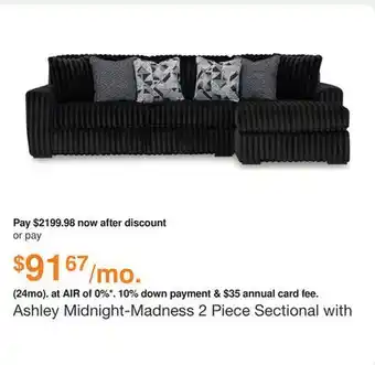 Ashley Furniture Ashley Midnight-Madness 2 Piece Sectional with Chaise in Onyx, Fabric offer