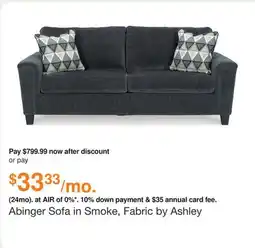 Ashley Furniture Abinger Sofa in Smoke, Fabric by Ashley offer