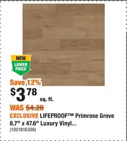 Home Depot EXCLUSIVE LIFEPROOF Primrose Grove 8.7 x 47.6 Luxury Vinyl offer