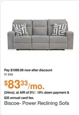 Ashley Furniture Biscoe- Power Reclining Sofa with Adjustable Headrest in Grey, Performance Fabric by Ashley offer