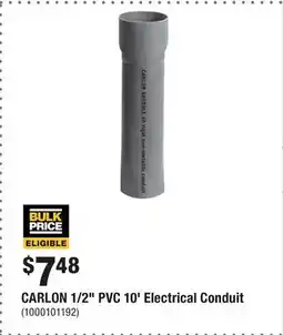 Home Depot CARLON 1/2 PVC 10' Electrical Conduit offer