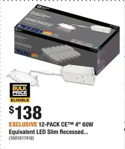 Home Depot EXCLUSIVE 12-PACK CE 4 60W Equivalent LED Slim Recessed offer
