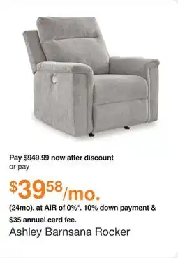 Ashley Furniture Ashley Barnsana Rocker Recliner with Power, Fabric offer