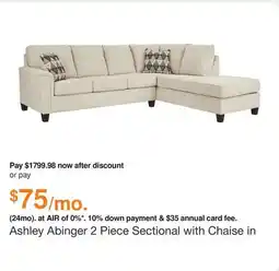 Ashley Furniture Ashley Abinger 2 Piece Sectional with Chaise in Natural, Fabric offer