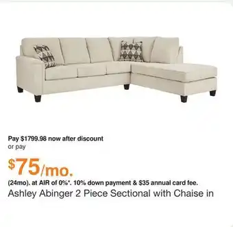 Ashley Furniture Ashley Abinger 2 Piece Sectional with Chaise in Natural, Fabric offer
