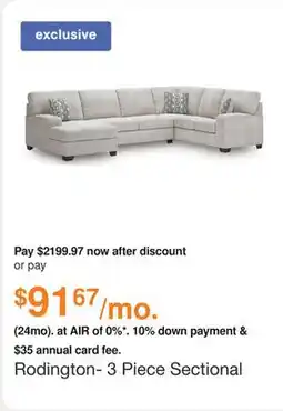 Ashley Furniture Rodington- 3 Piece Sectional with Chaise in Concrete, Fabric by Ashley offer