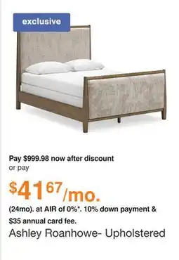 Ashley Furniture Ashley Roanhowe- Upholstered Bed in Beige, Size: Queen offer