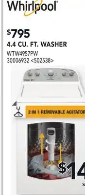 RONA Whirlpool 4.4 CU. FT. WASHER offer