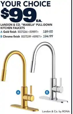 RONA LANDON & CO. MABELA PULL-DOWN KITCHEN FAUCETS offer
