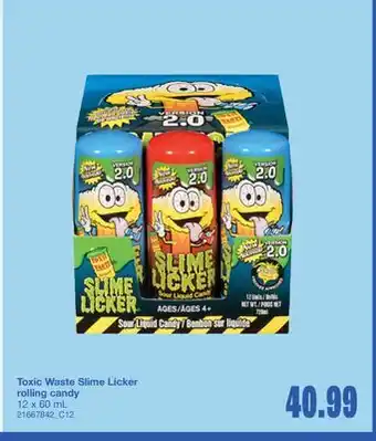 Wholesale Club TOXIC WASTE SLIME LICKER ROLLING CANDY, 12 X 60 ML offer