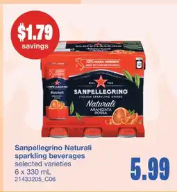 Wholesale Club SANPELLEGRINO NATURALI SPARKLING BEVERAGES, 6 x 330 mL offer