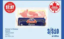 Wholesale Club CARVER'S CHOICE BACON, 375 g offer
