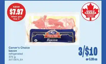 Wholesale Club CARVER'S CHOICE BACON, 375 g offer