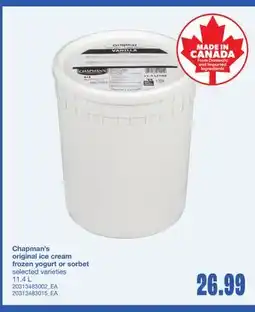 Wholesale Club ORIGINAL ICE CREAM FROZEN YOGURT OR SORBET, 11.4 L offer