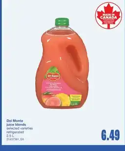 Wholesale Club DEL MONTE JUICE BLENDS, 2.5 L offer