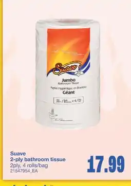 Wholesale Club SUAVE 2-PLY BATHROOM TISSUE, 4 ROLLS/BAG offer