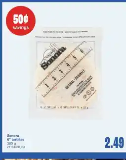 Wholesale Club SONORA 6 TORTILLAS, 360 G offer