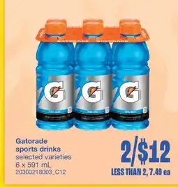 Wholesale Club GATORADE SPORTS DRINKS, 6 x 591 mL offer