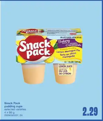 Wholesale Club SNACK PACK PUDDING CUPS, 4 x 99 g offer