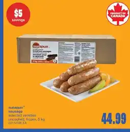 Wholesale Club SUNSPUN SAUSAGE, 5 KG offer