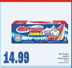 Wholesale Club MR. FREEZE JUMBO FREEZE POPS, 60 CT offer