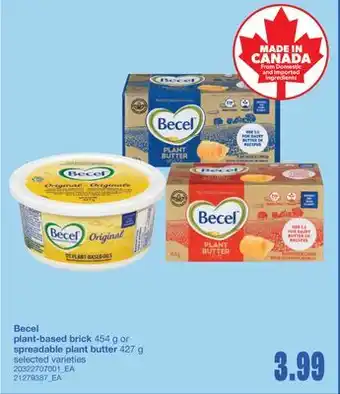 Wholesale Club BECEL PLANT-BASED BRICK 454 G OR SPREADABLE PLANT BUTTER 427 G offer