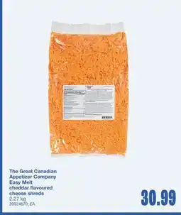 Wholesale Club THE GREAT CANADIAN APPETIZER COMPANY EASY MELT CHEDDAR FLAVOURED CHEESE SHREDS, 2.27 kg offer
