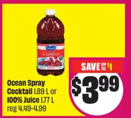 Chalo FreshCo Ocean Spray Cocktail 1.89 L or 100% Juice 1.77 L offer