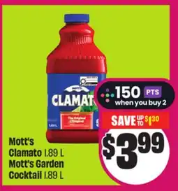Chalo FreshCo Mott's Clamato 1.89 L, Mott's Garden Cocktail 1.89 L offer
