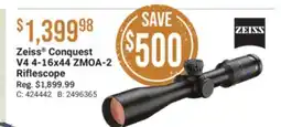 Cabela's Zeiss Conquest V4 4-16x44 ZMOA-2 Riflescope offer