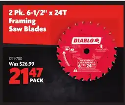 Home Hardware 2 Pk. 6-1/2 x 24T Framing Saw Blades offer