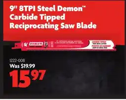 Home Hardware 9 8TPI Steel Demon Carbide Tipped Reciprocating Saw Blade offer