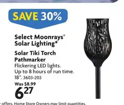 Home Hardware Select Moonrays Solar Lighting* Solar Tiki Torch Pathmarker offer