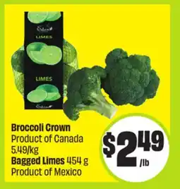 FreshCo Broccoli Crown Product of Canada 5.49/kg Bagged Limes 454 g Product of Mexico offer