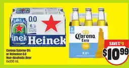 FreshCo corona Subrew 0% or Heineken 0.0 Non-Alcoholic Beer 6x330 mL offer