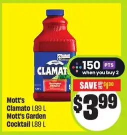 FreshCo Mott's Clamato 1.89 L Mott's Garden Cocktail 1.89 L offer