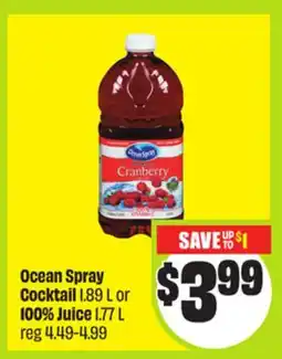 FreshCo Ocean Spray Cocktail 1.89 L or 100% Juice 1.77 L offer