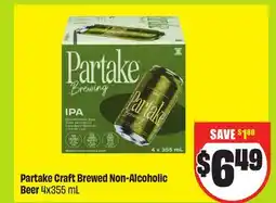FreshCo Partake Craft Brewed Non-Alcoholic Beer 4x355 mL offer