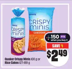 FreshCo Quaker Crispy Minis 100 g or Rice cakes 127-199 g offer
