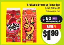 FreshCo Fruitopia Drinks or Peace Tea 1.75 L offer