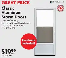 Home Hardware Classic Aluminum Storm Doors offer
