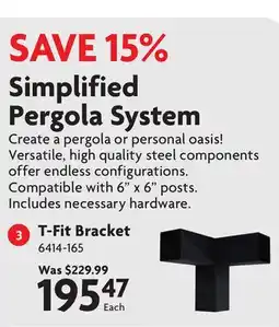 Home Hardware Simplified Pergola System, T-Fit Bracket offer