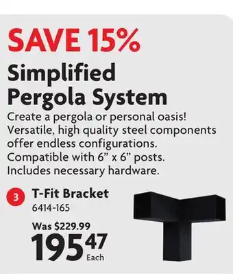 Home Hardware Simplified Pergola System, T-Fit Bracket offer