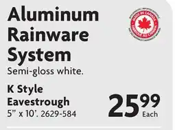 Home Hardware Aluminum Rainware System, K Style Eavestrough offer
